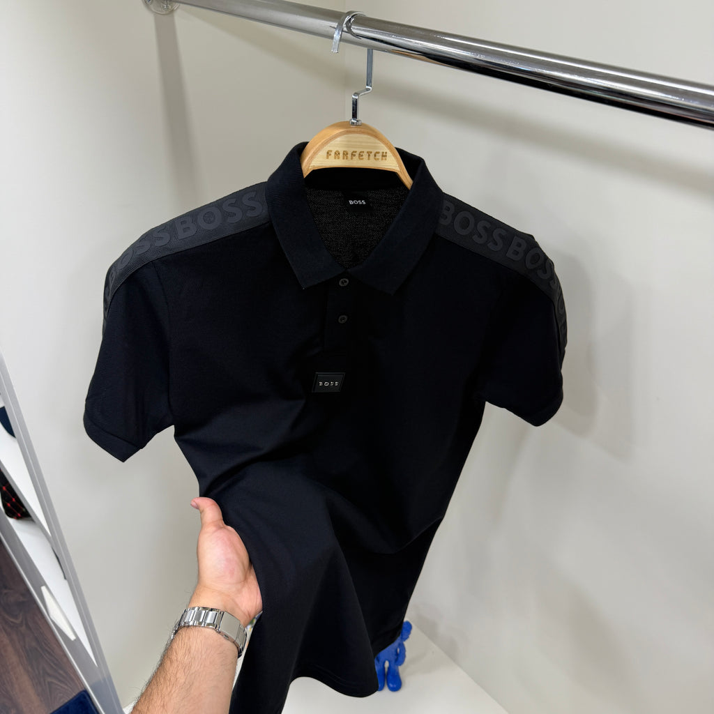 Hugo Boos Gögüs Detay Siyah Polo Yaka Tshirt