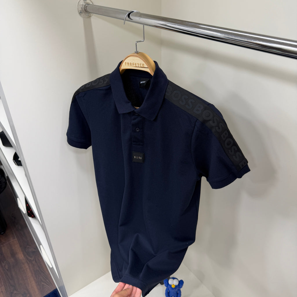 Hugo Boos Göğüs Detay Lacivert Polo Yaka Tshirt