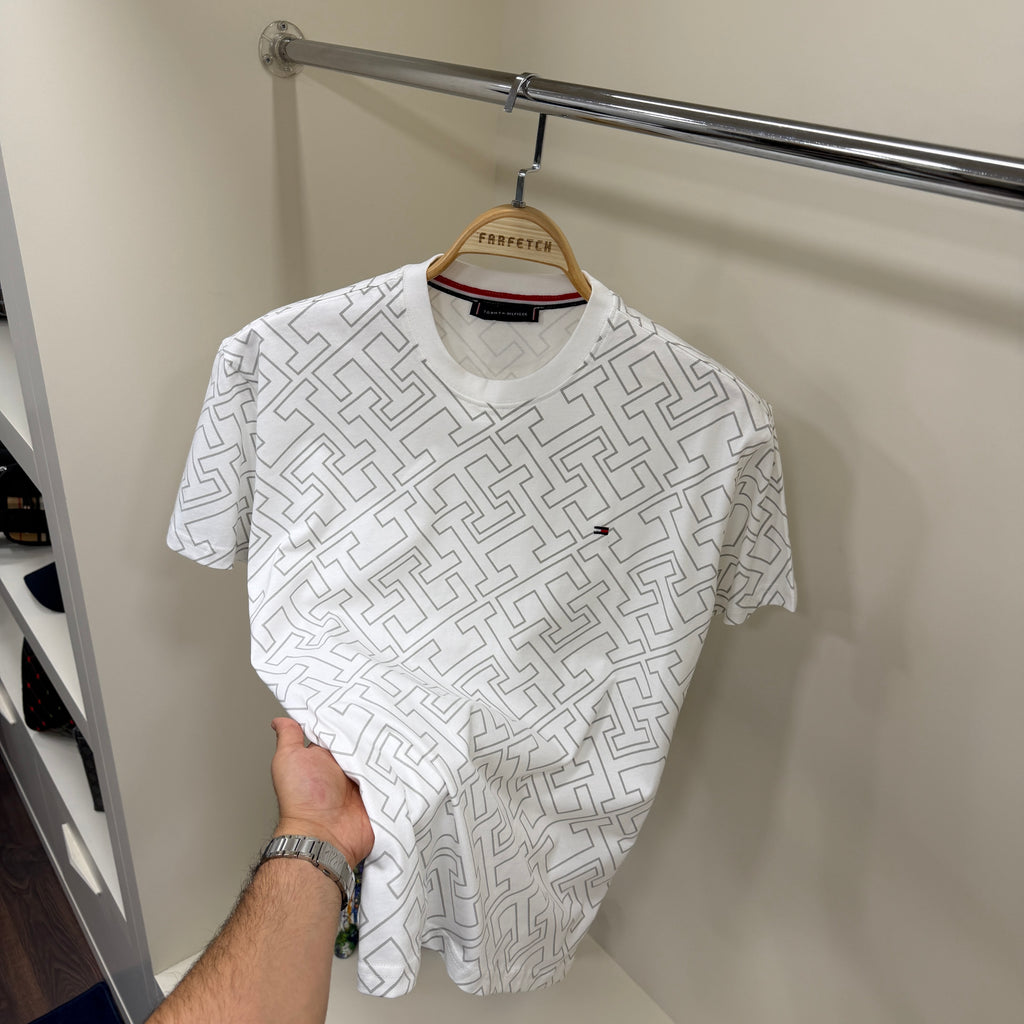 Tommy Hilfiger Full Baskı Beyaz T-shirt