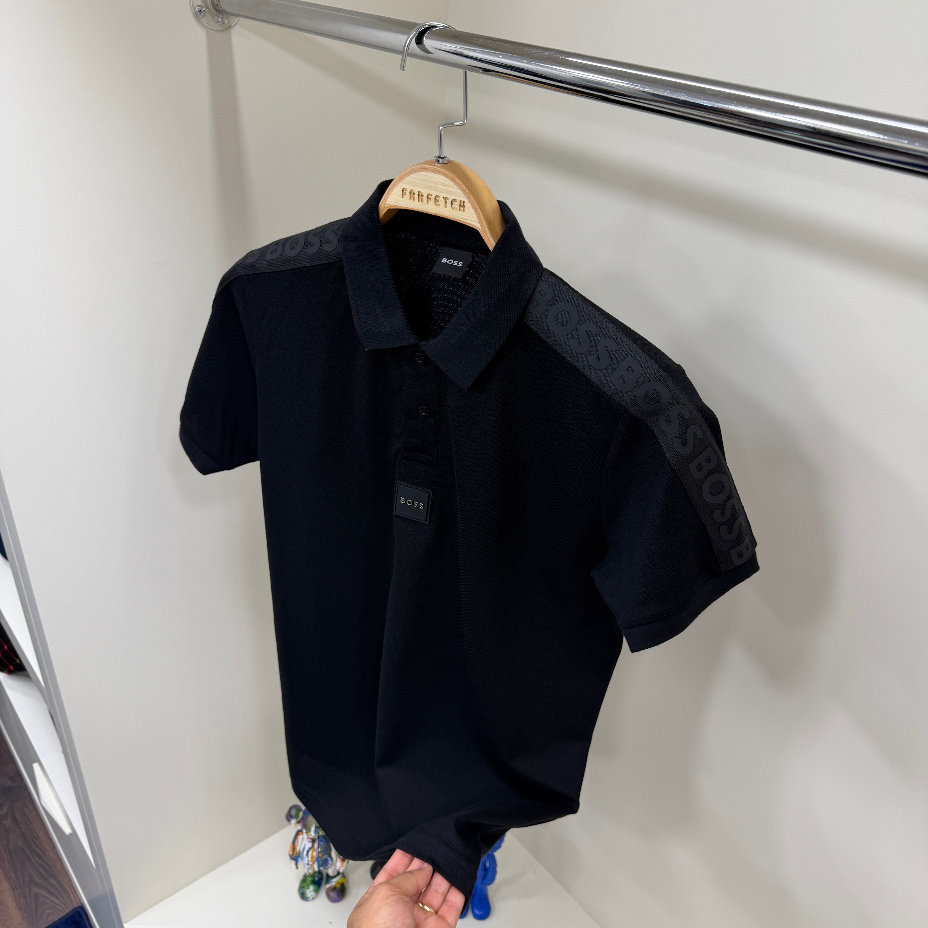 Hugo Boos Gögüs Detay Siyah Polo Yaka Tshirt