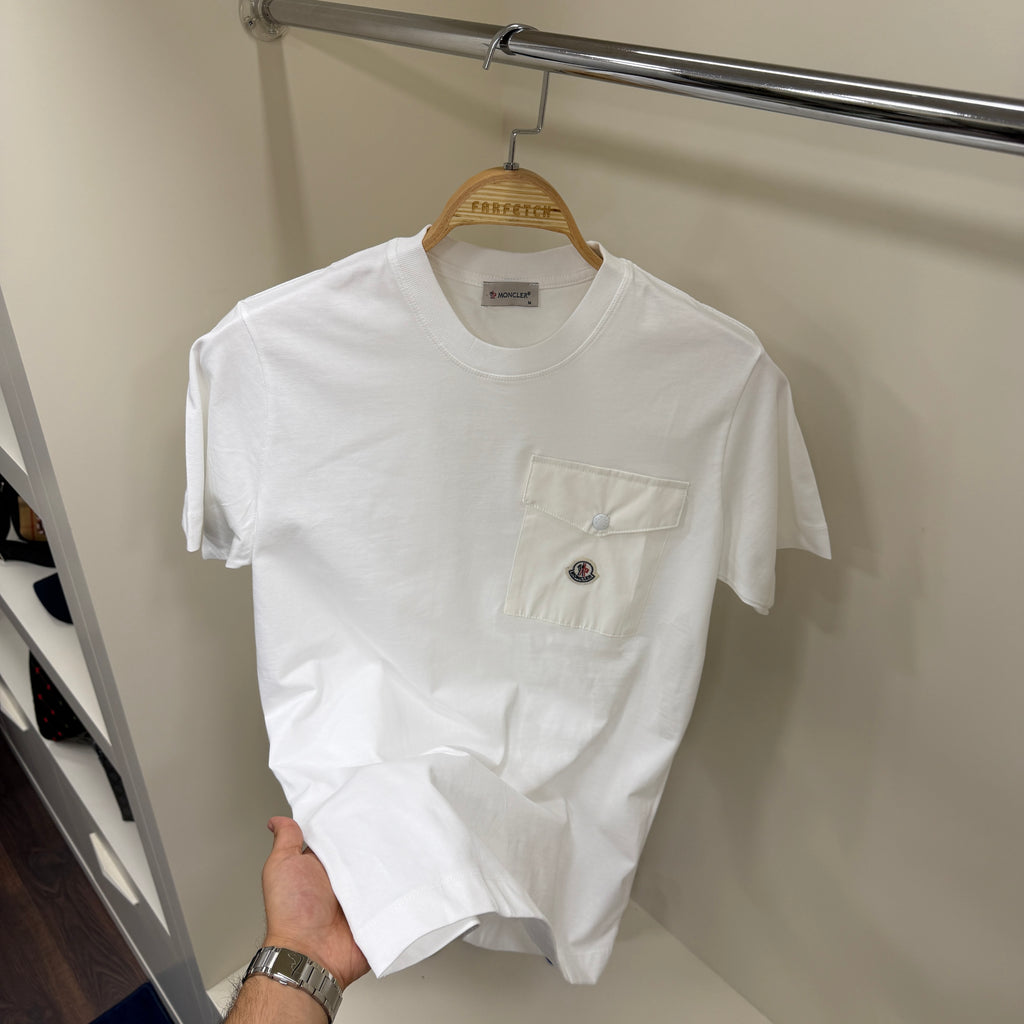 Moncler Beyaz Cepli  T-shirt