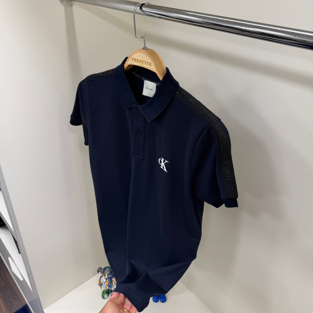 Calvin Klein Omuz Detay Lacivert Polo Yaka Tshirt