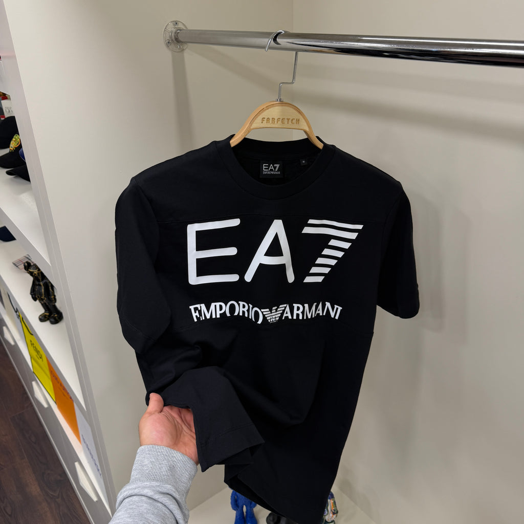 EA7  Baskı Siyah T-Shirt