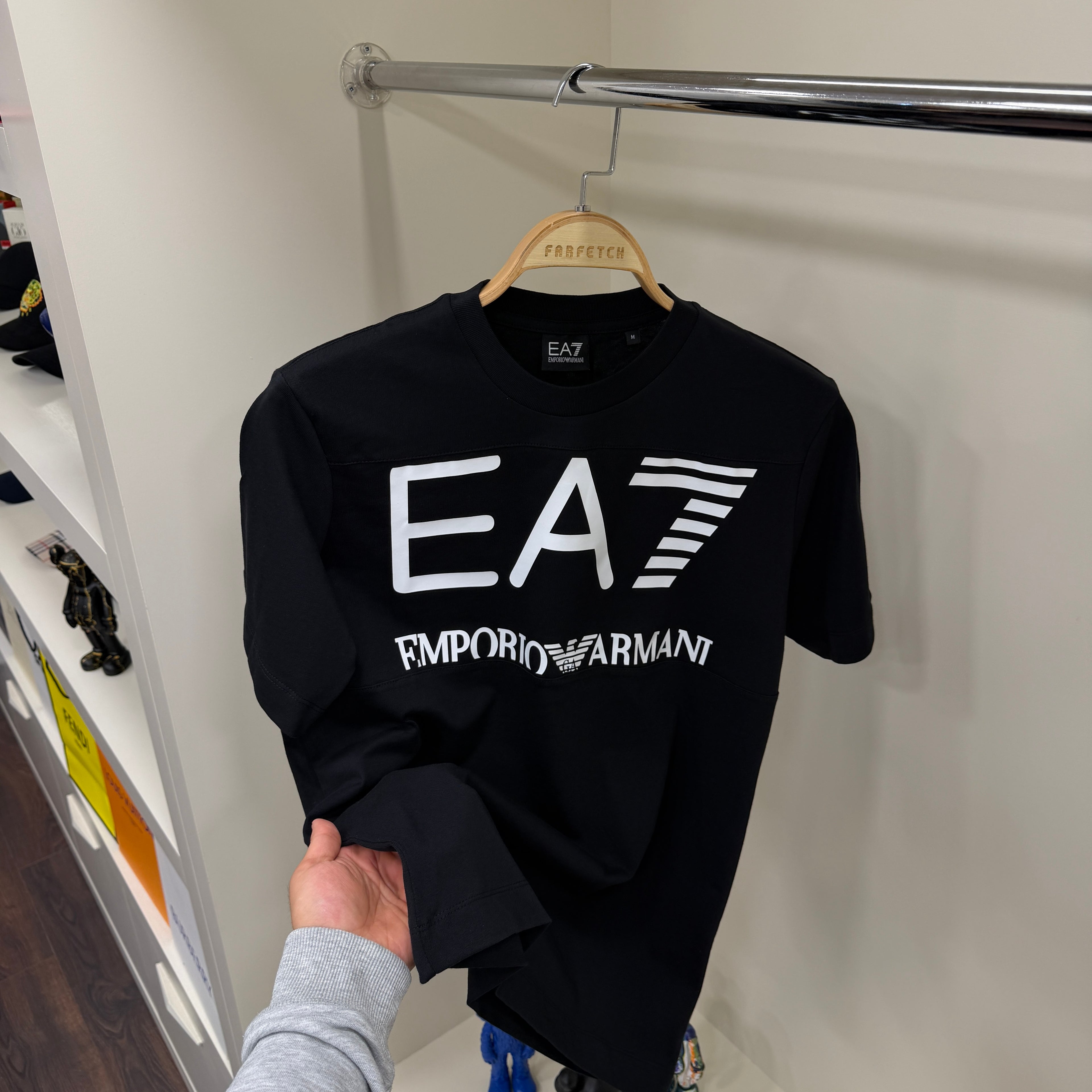 EA7  Baskı Siyah T-Shirt