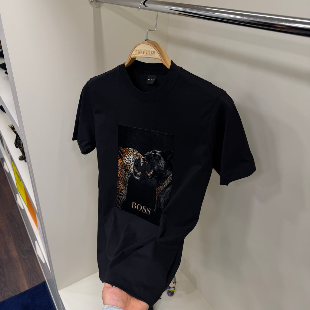 Hugo Boos Baskı Siyah T-Shirt
