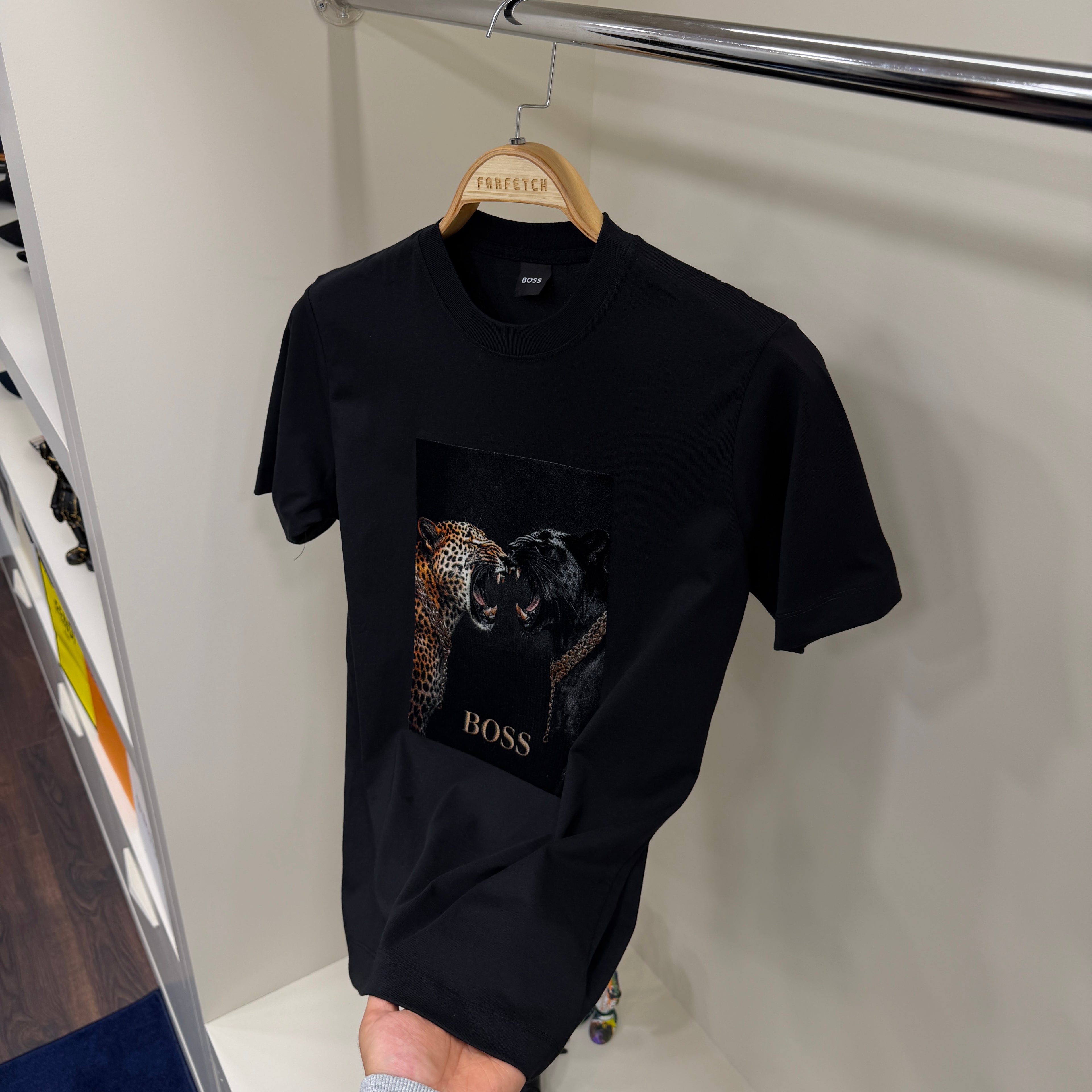 Hugo Boos Baskı Siyah T-Shirt
