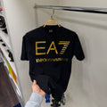 EA7 Gold Baskı Siyah T-Shirt