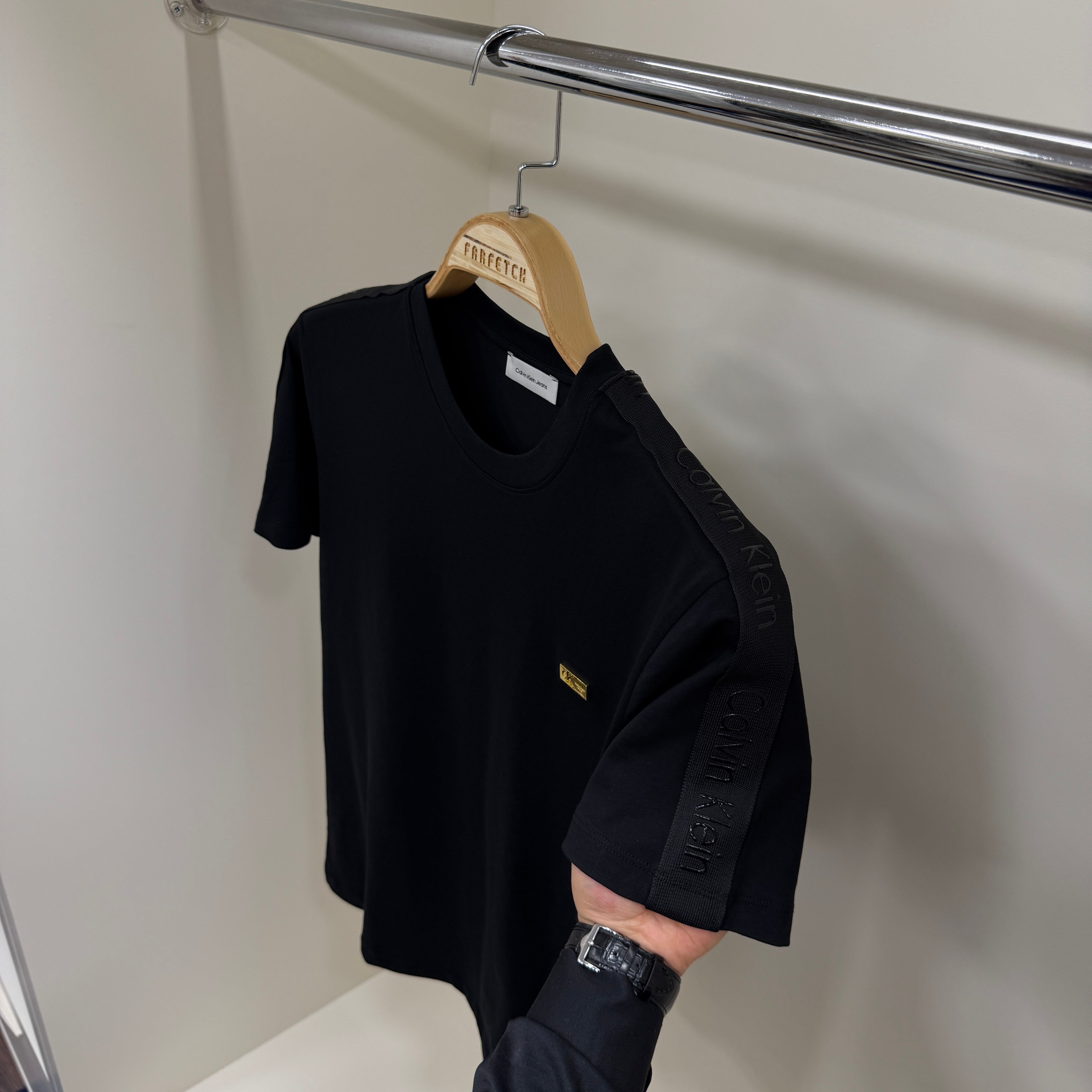 Calvin Klein Plaka Logo Siyah Tshirt