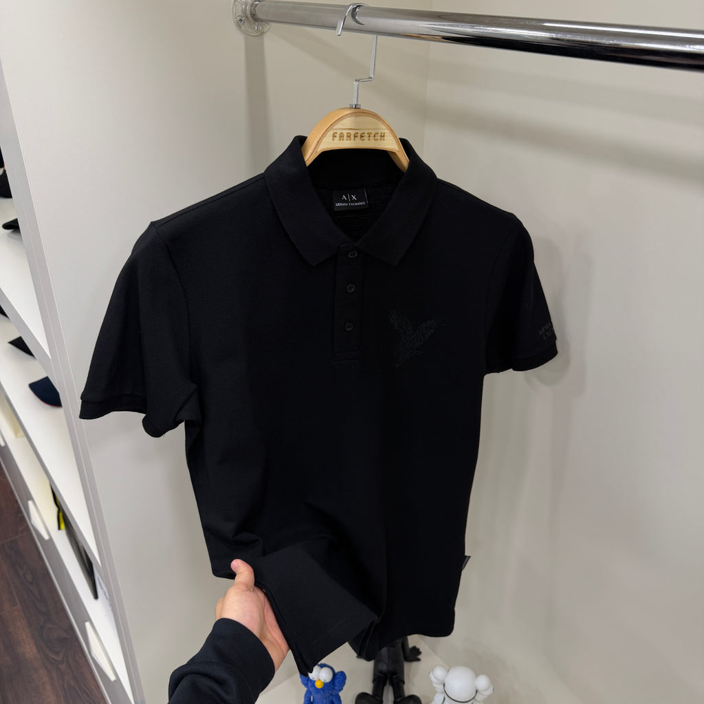 Armanı Exchange Nakış Siyah Polo Yaka Tshirt