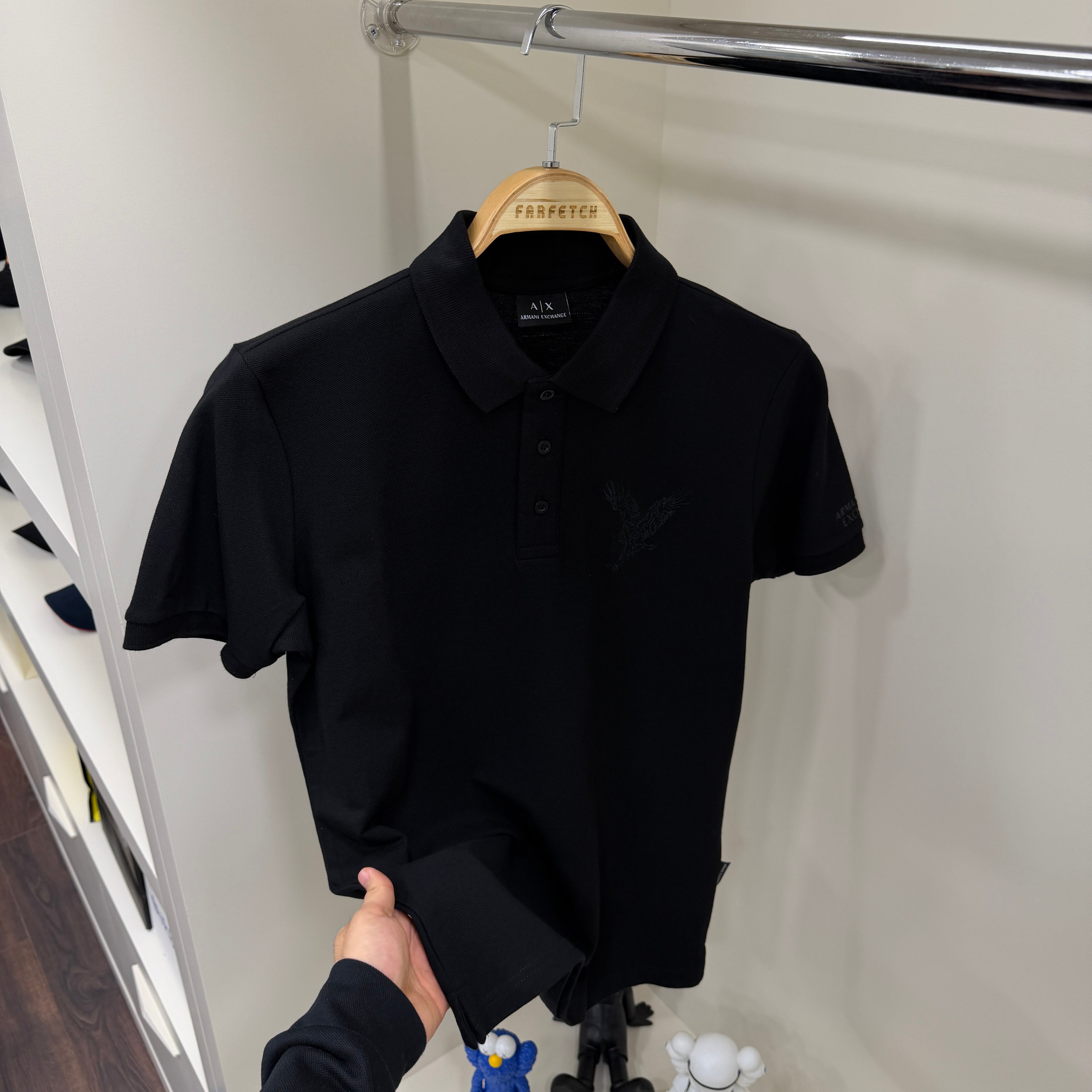 Armanı Exchange Nakış Siyah Polo Yaka Tshirt