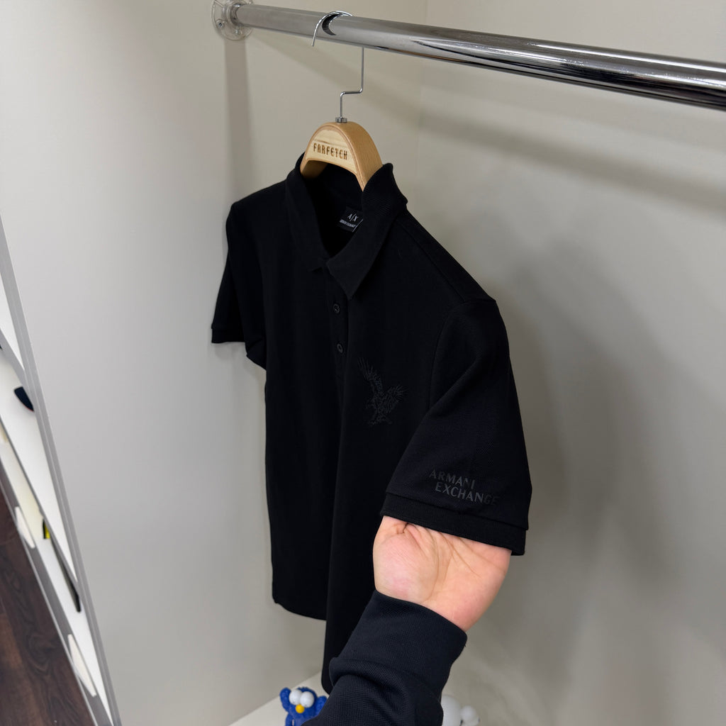 Armanı Exchange Nakış Siyah Polo Yaka Tshirt