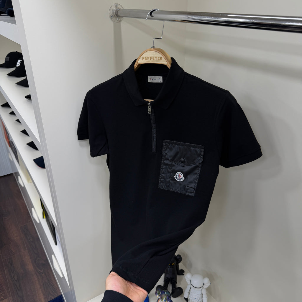 Moncler Cepli  Siyah Polo Yaka Tshirt