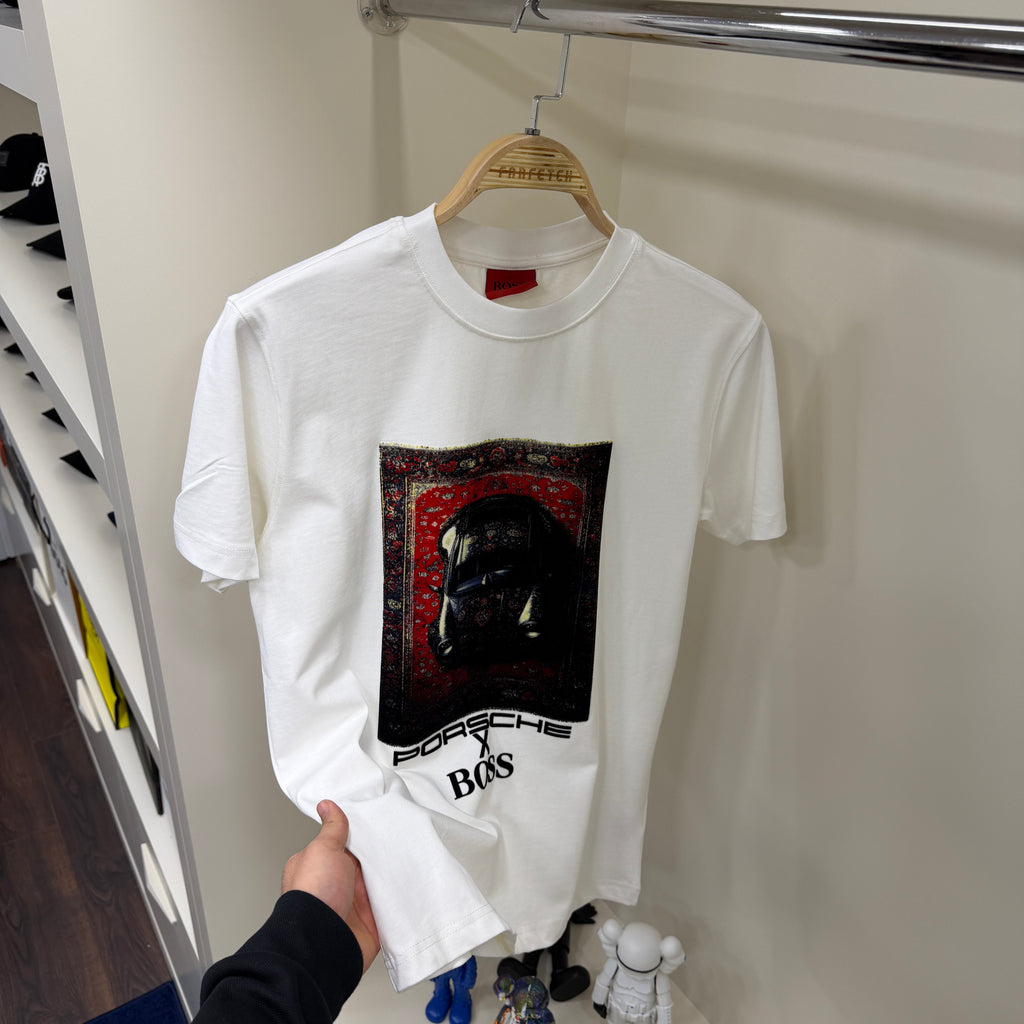 Hugo Boos Flok Baskı Beyaz T-shirt