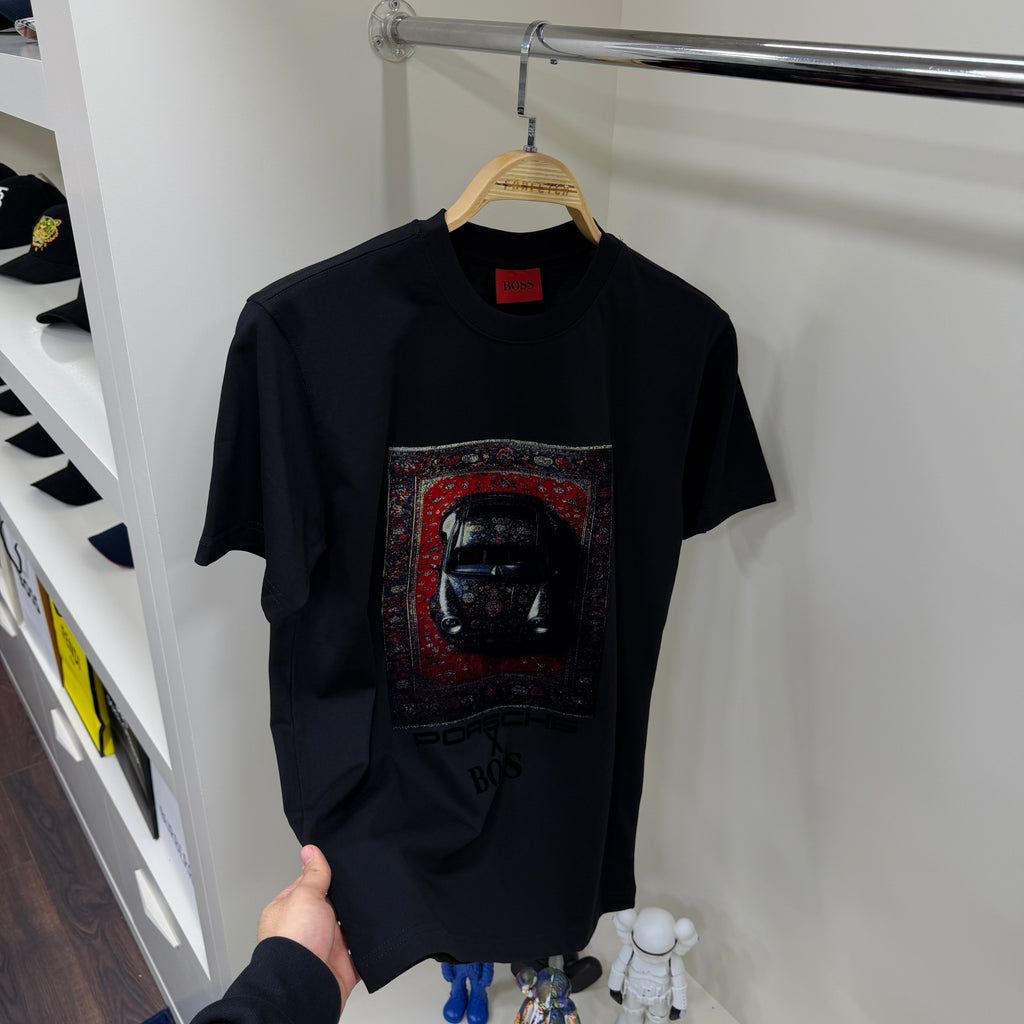 Hugo Boos Flok Baskı Siyah T-shirt