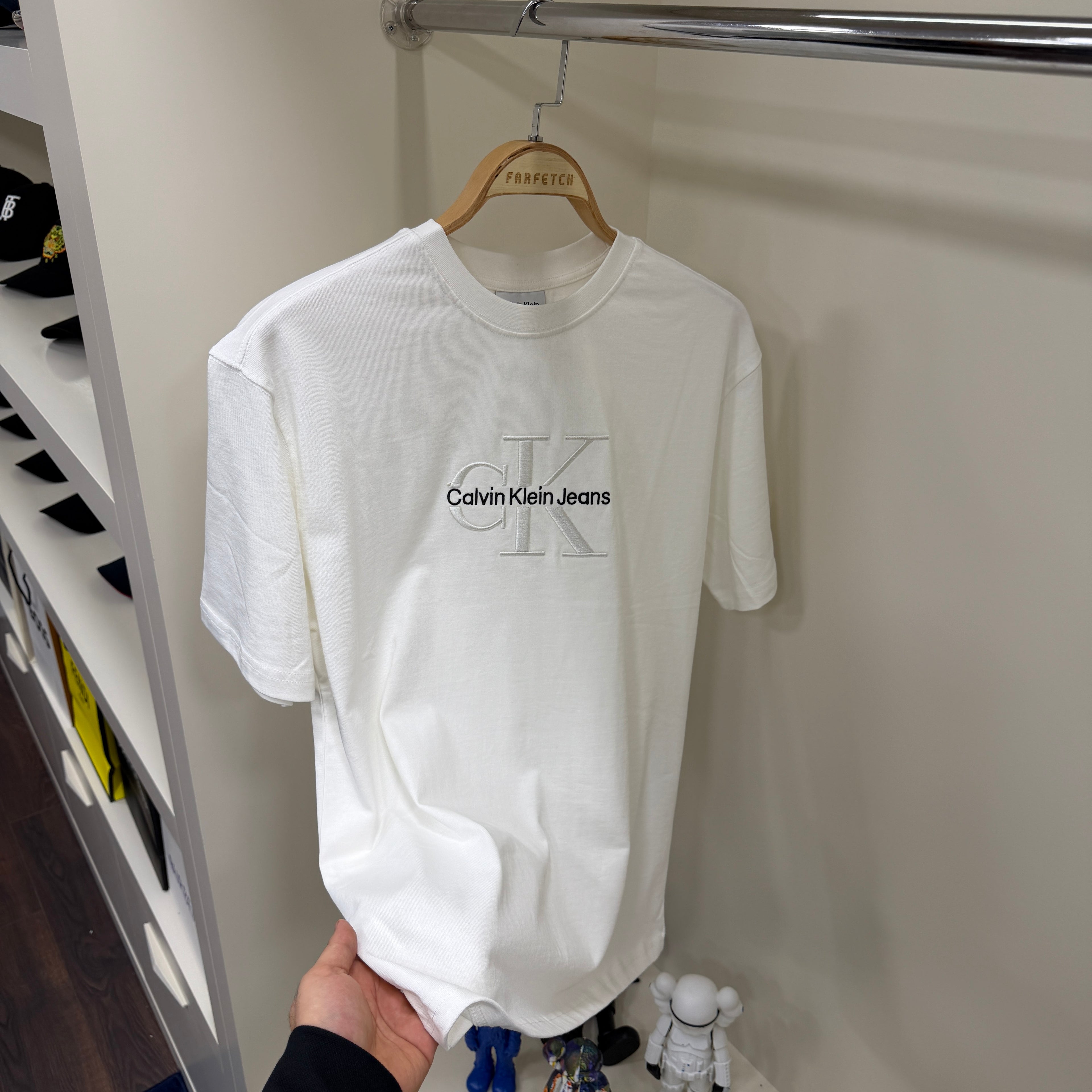 Calvin Klein Göğüs Detay Beyaz T-Shirt