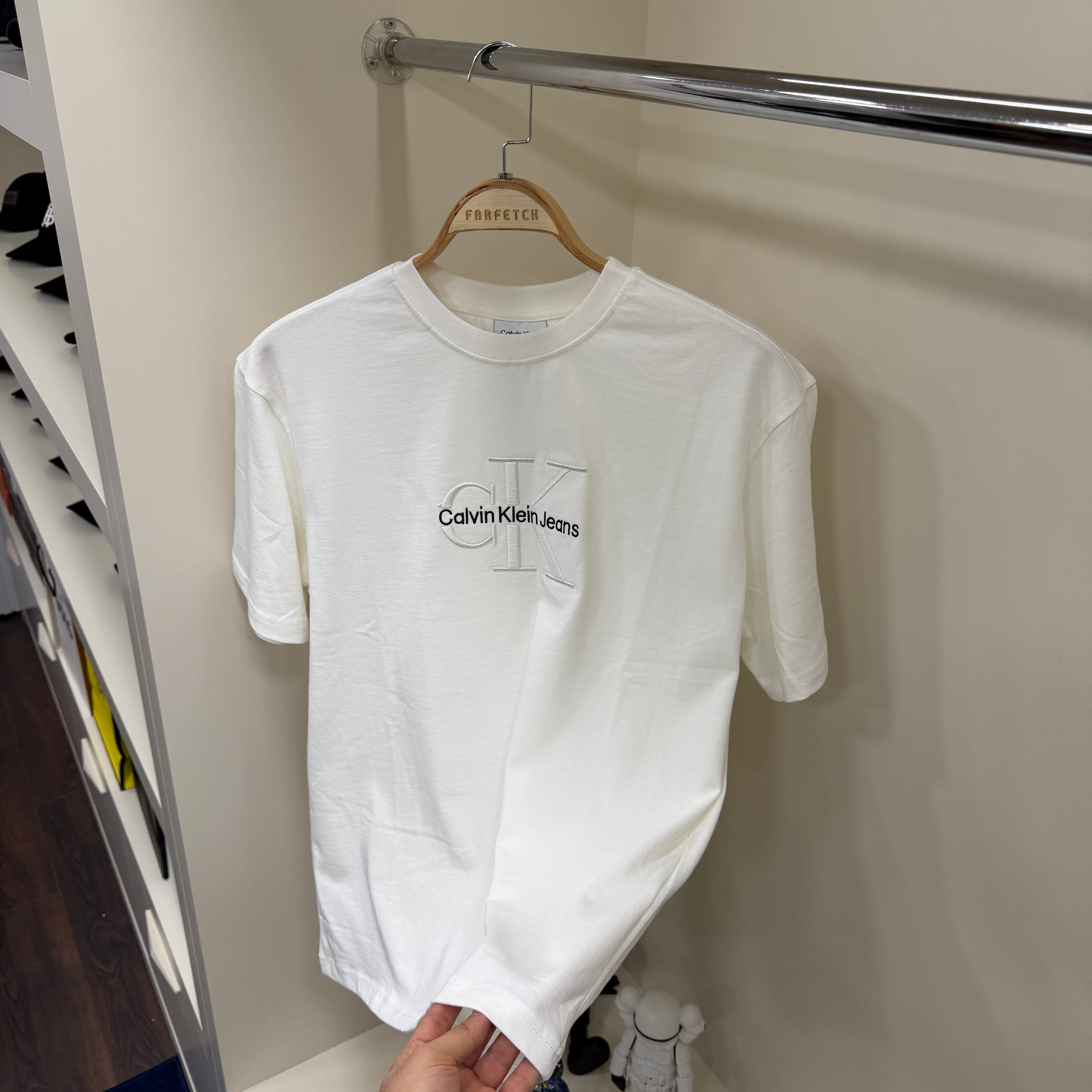 Calvin Klein Göğüs Detay Beyaz T-Shirt