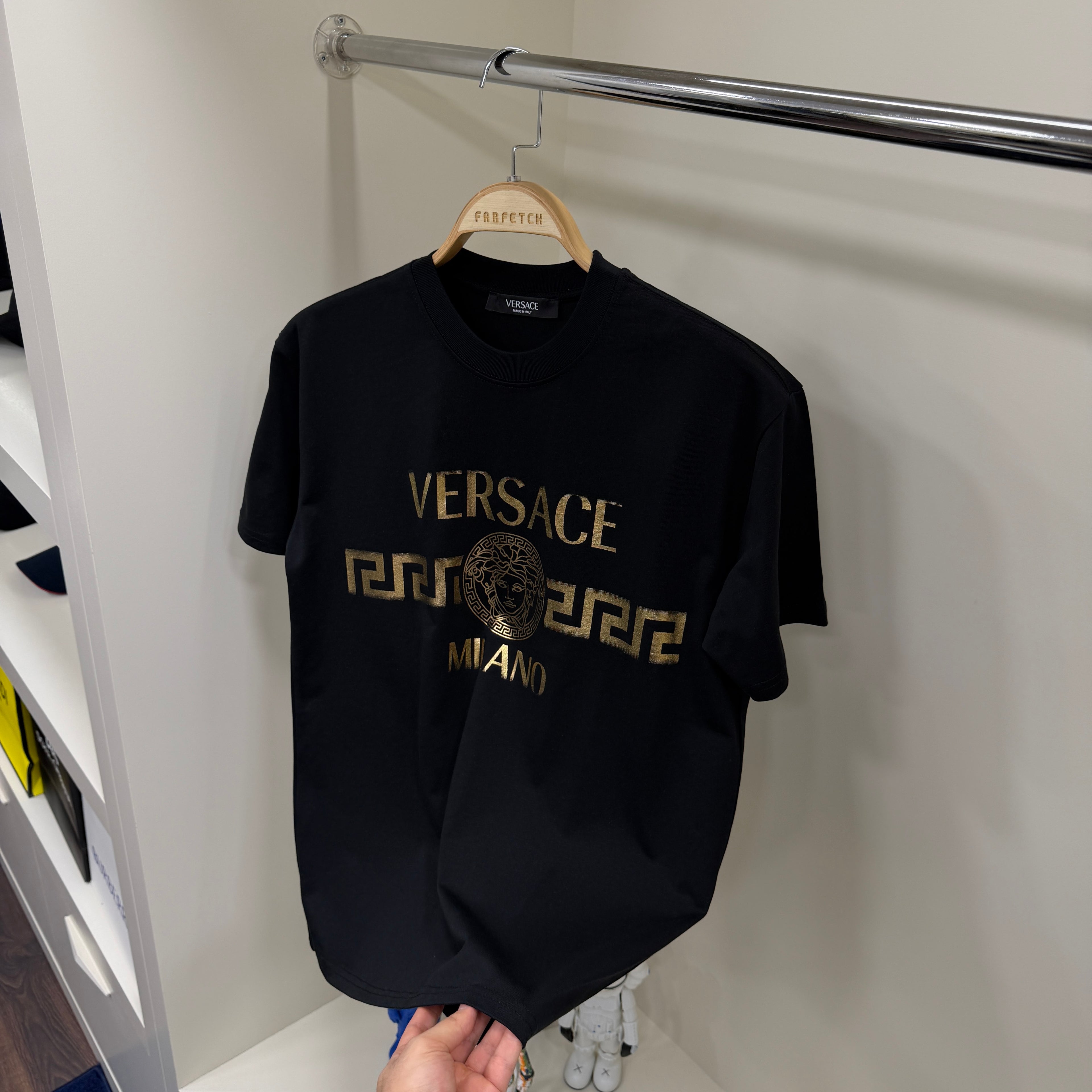 Versace Premıum Gold Baskı Siyah T-Shirt