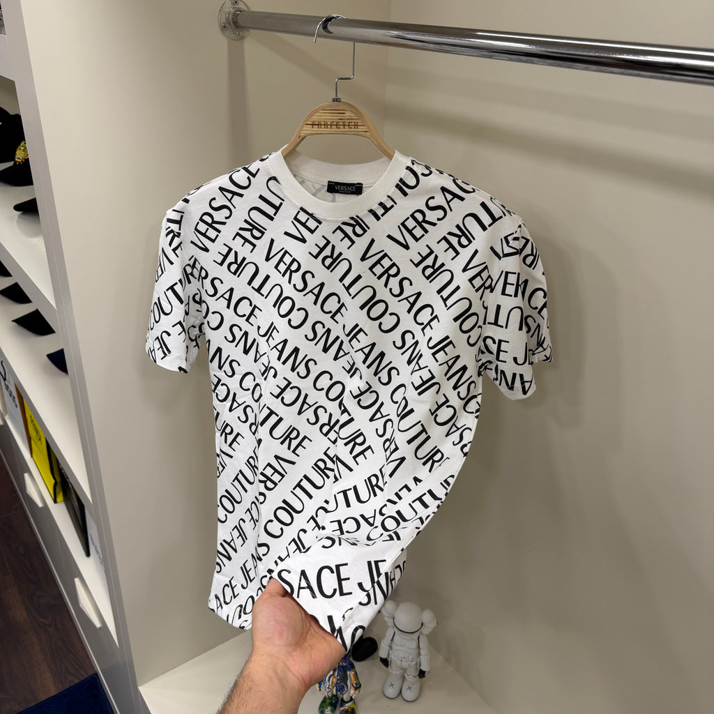 Versace Couture Full Baskı  Beyaz T-Shirt