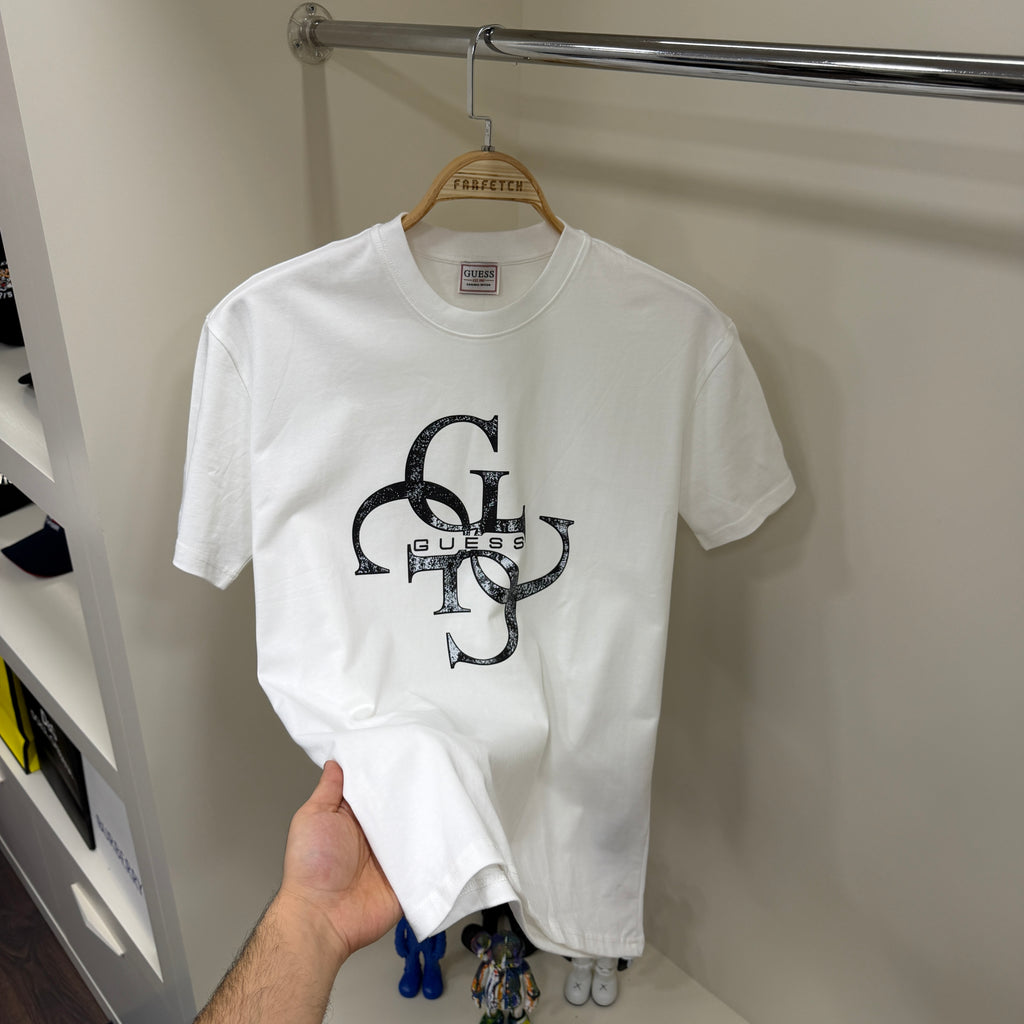 Guess Baskı  Beyaz T-Shirt