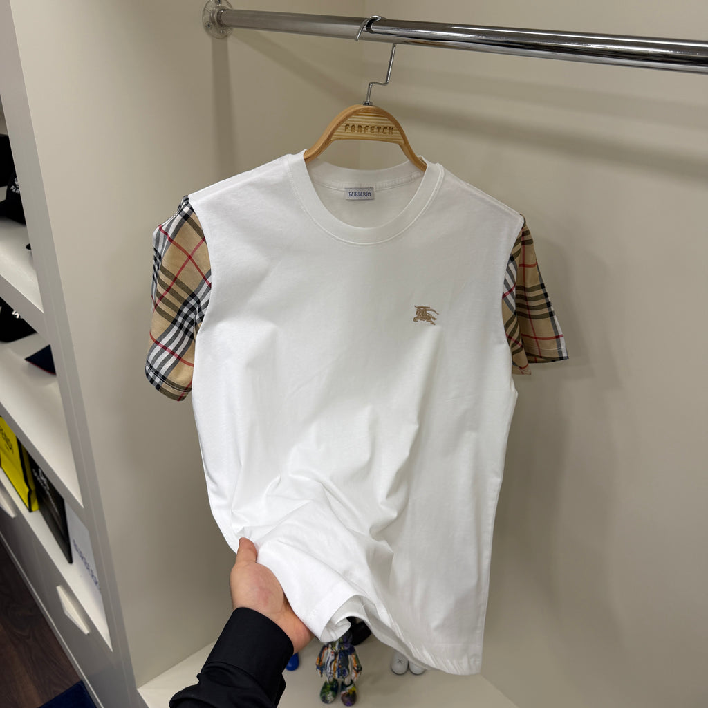 Burberry Kol Detay Beyaz T-Shirt