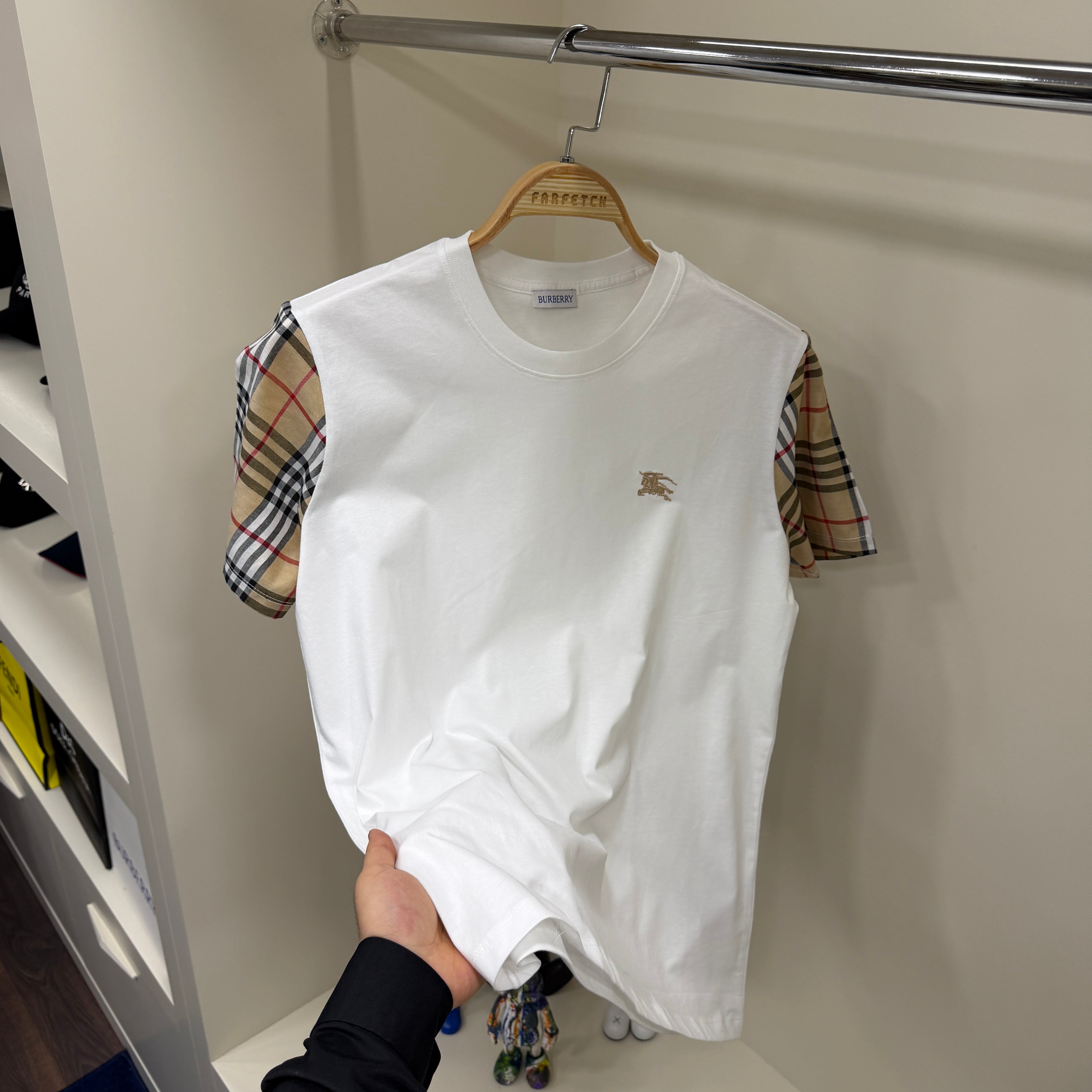 Burberry Kol Detay Beyaz T-Shirt
