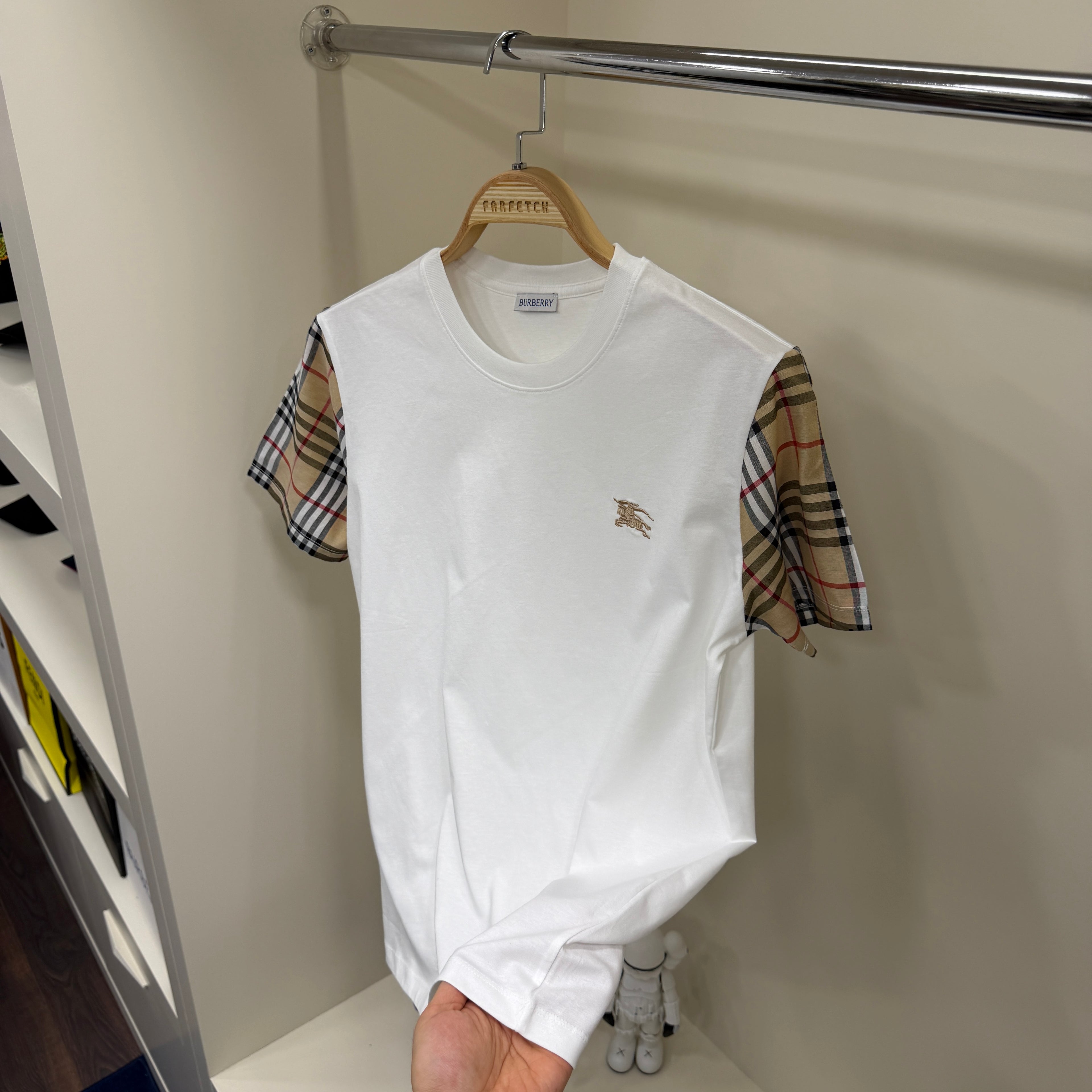 Burberry Kol Detay Beyaz T-Shirt