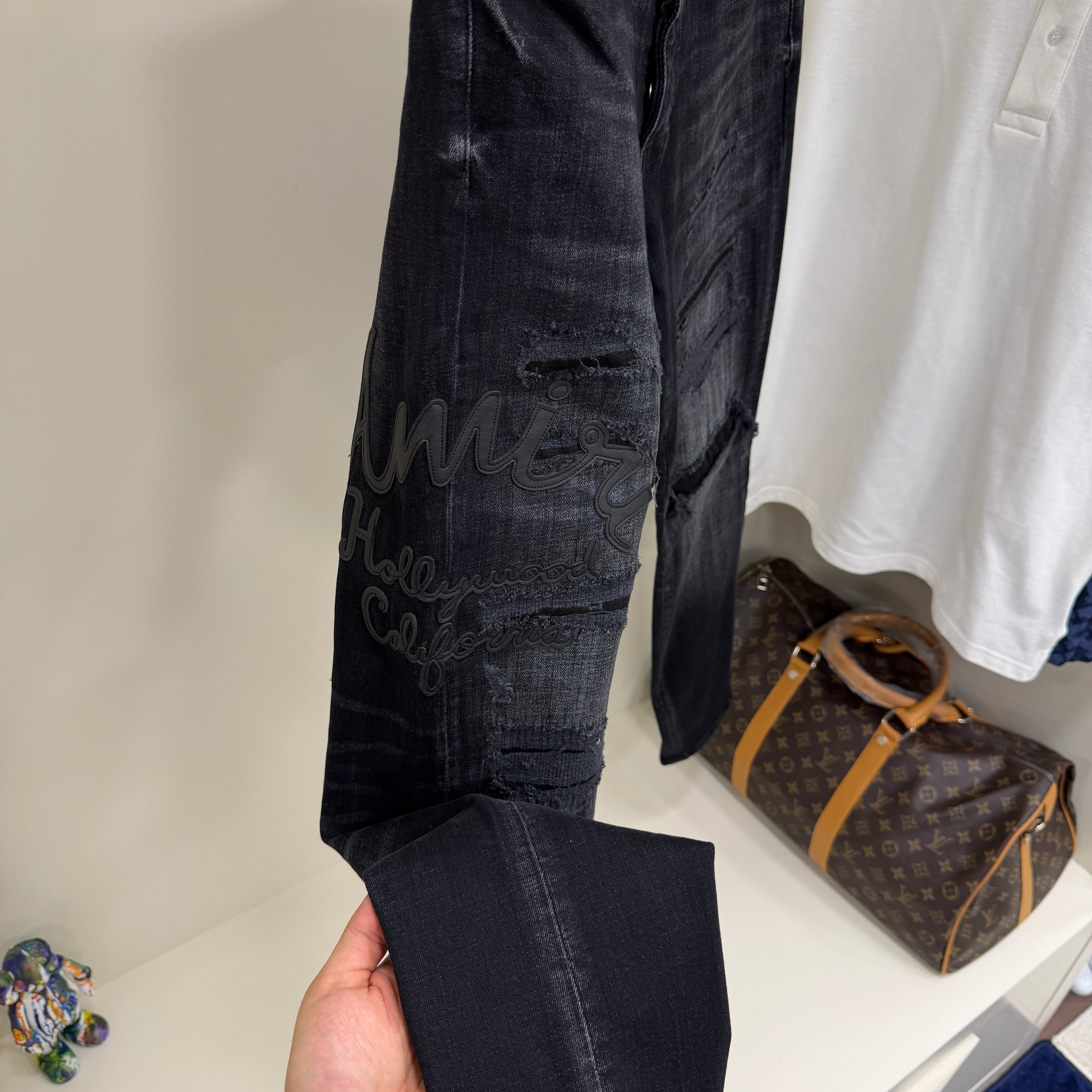 Amırı  Nakış Siyah Kot Pantolon