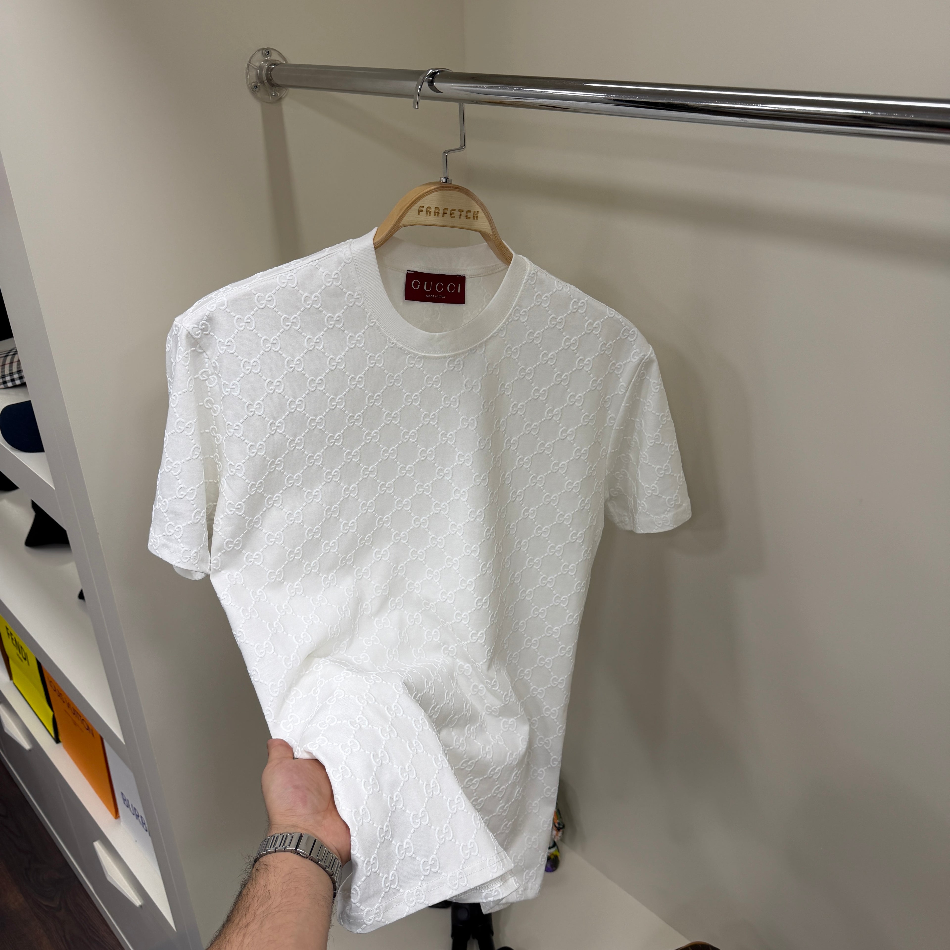 Gucci Full Baskı Beyaz T-Shirt