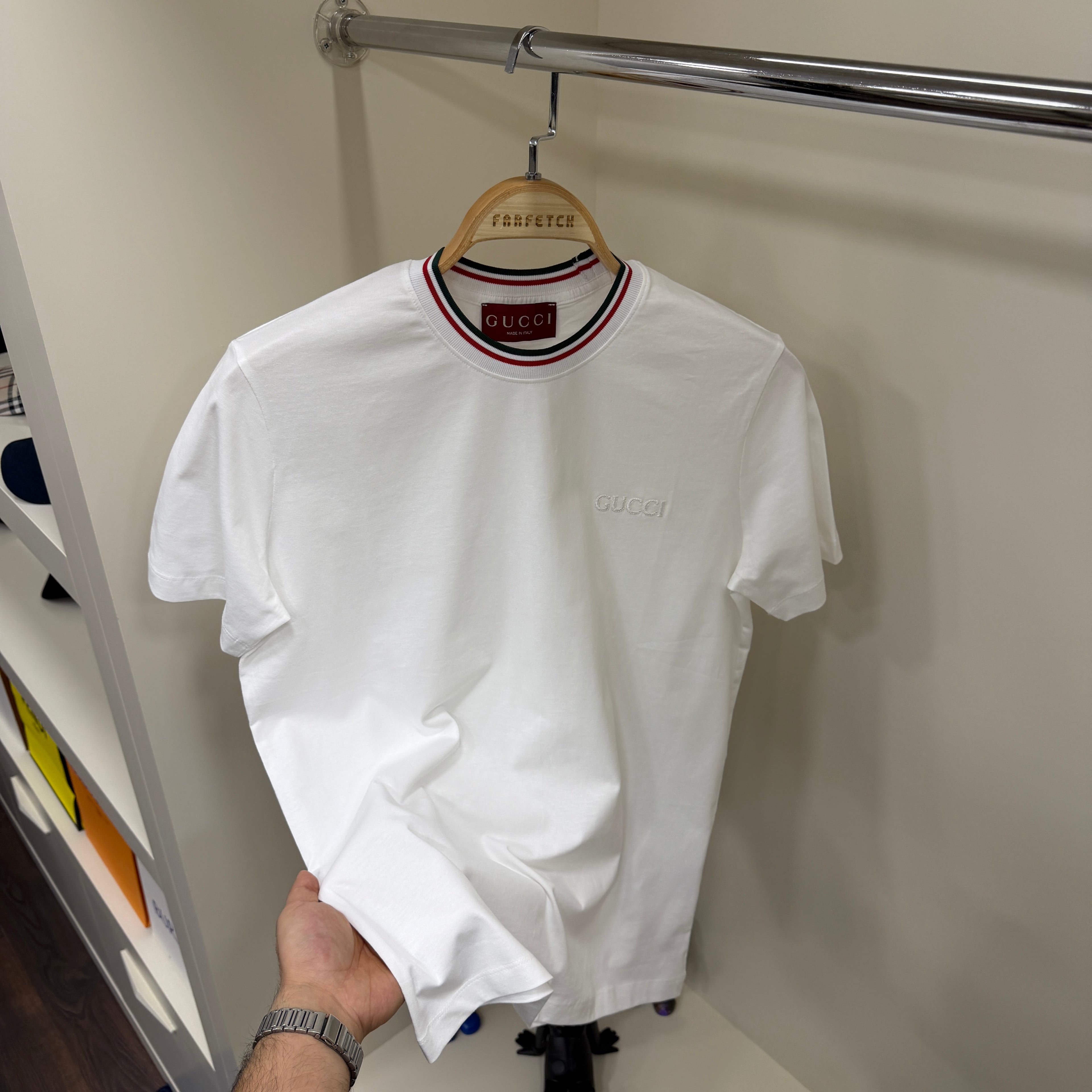 Gucci Beyaz Yaka Detay T-Shirt