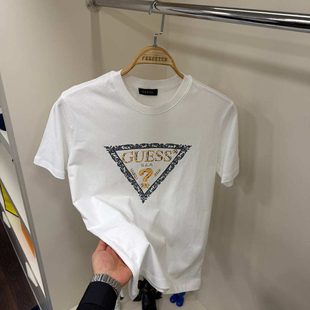 Guess Baskı Beyaz T-Shirt