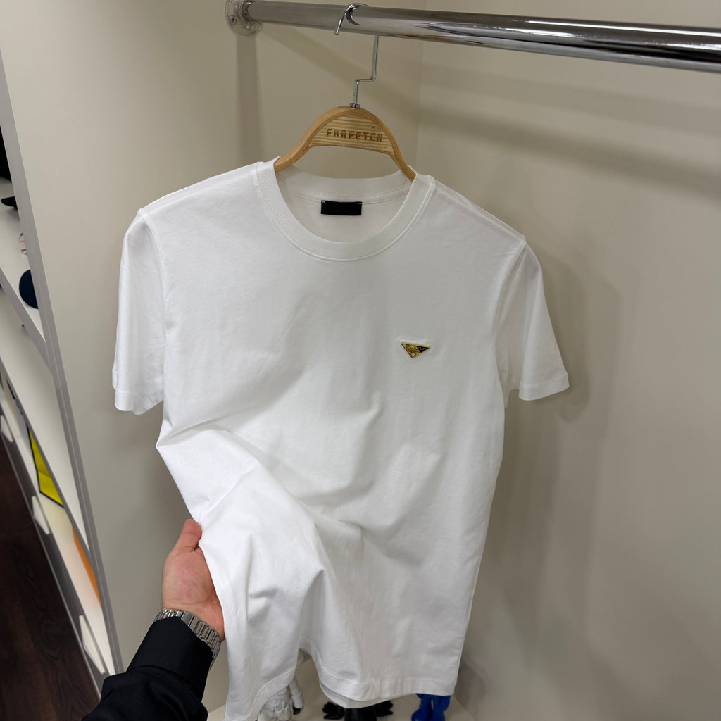 Prada Gold Logo Beyaz T-Shirt