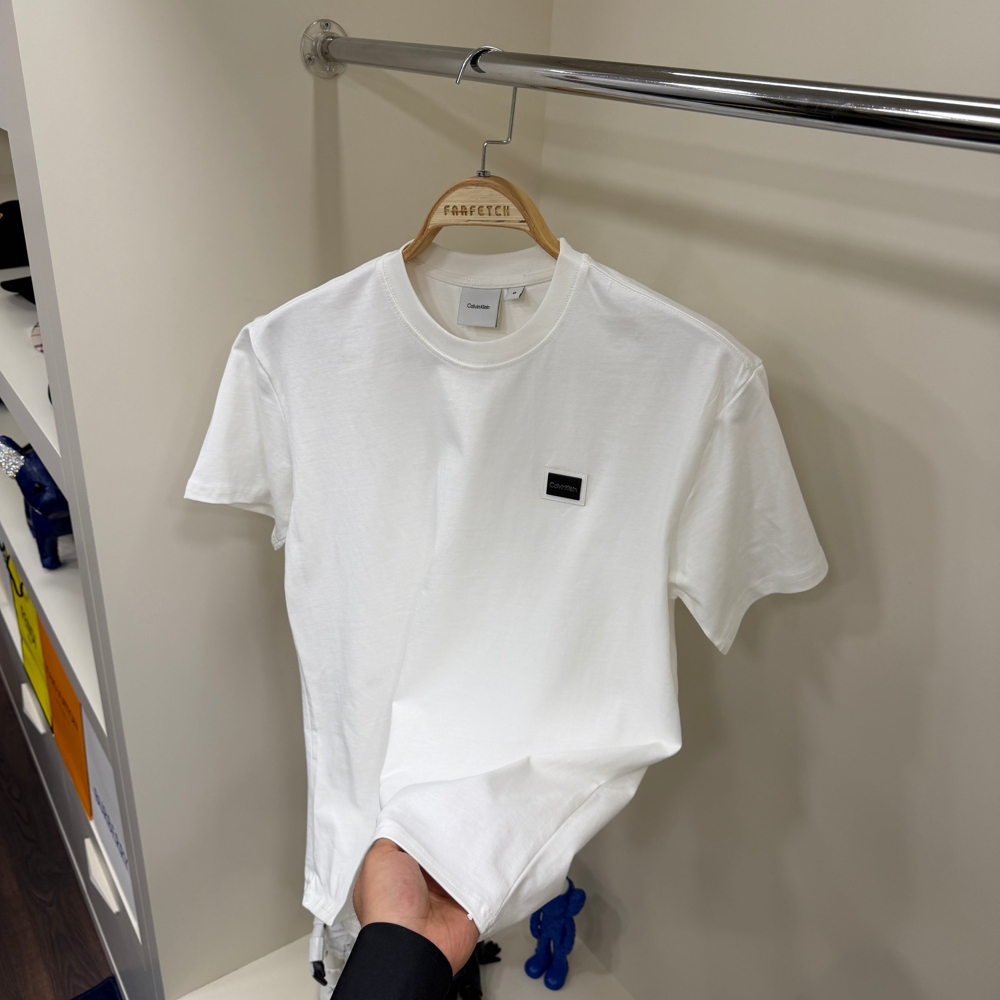 Calvin Klein Kare Logo Beyaz T-Shirt