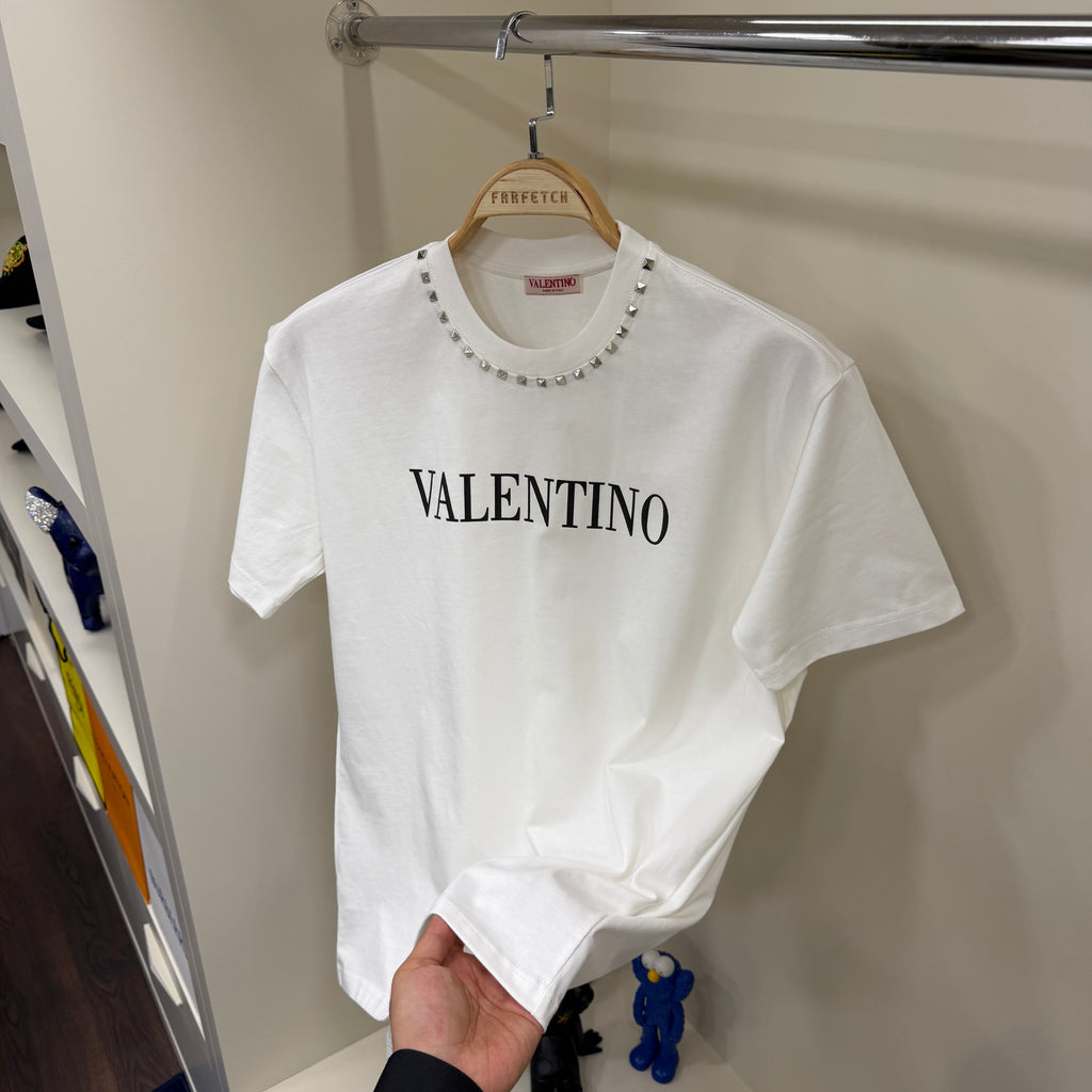 Valentino Yaka Detay Beyaz T-Shirt