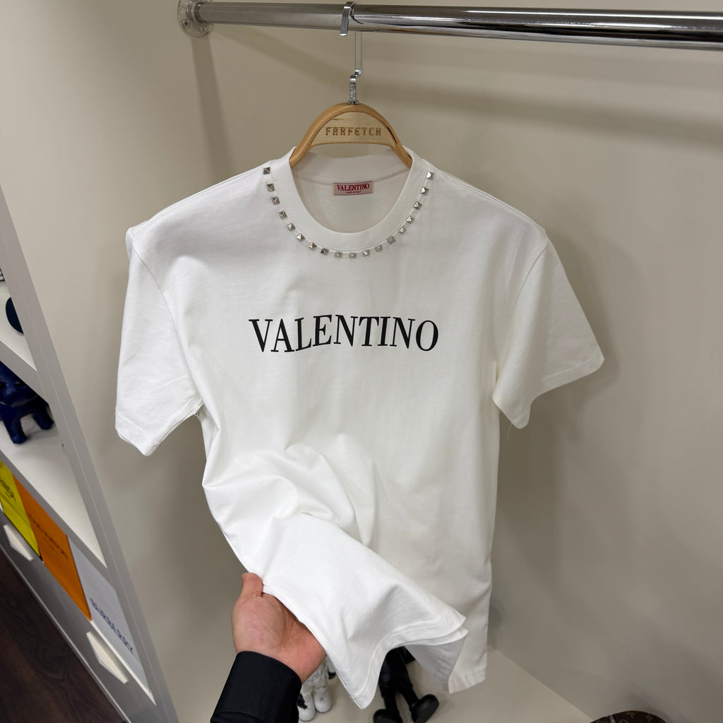 Valentino Yaka Detay Beyaz T-Shirt