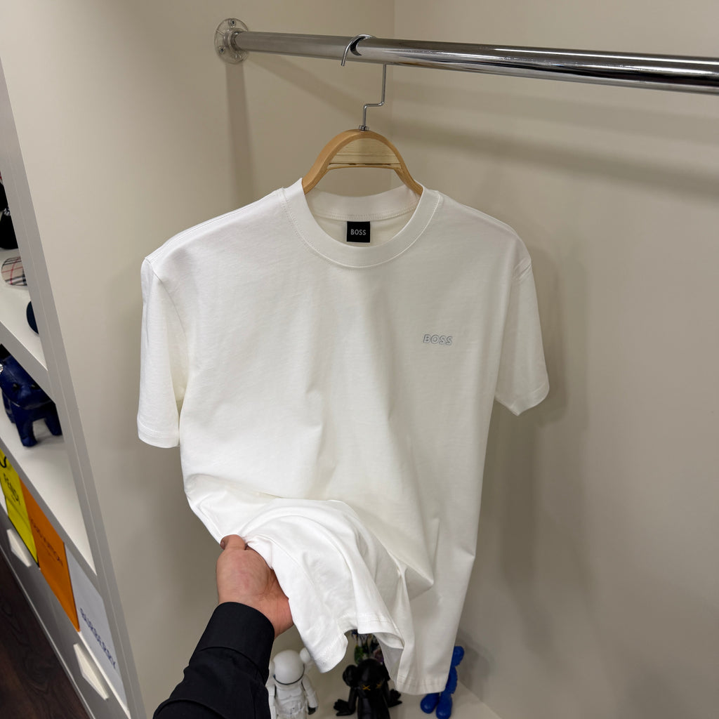 Hugo Boos Küçük Yazı Beyaz T-Shirt