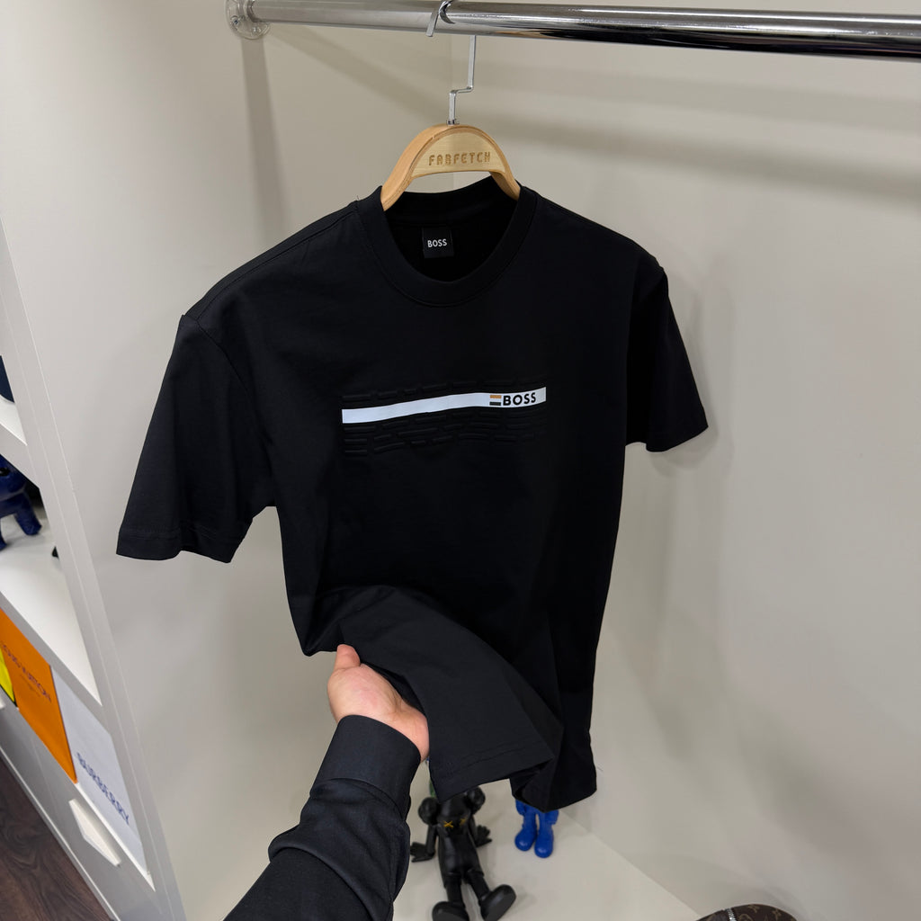 Hugo Boss Kabartma Baskı Siyah T-Shirt