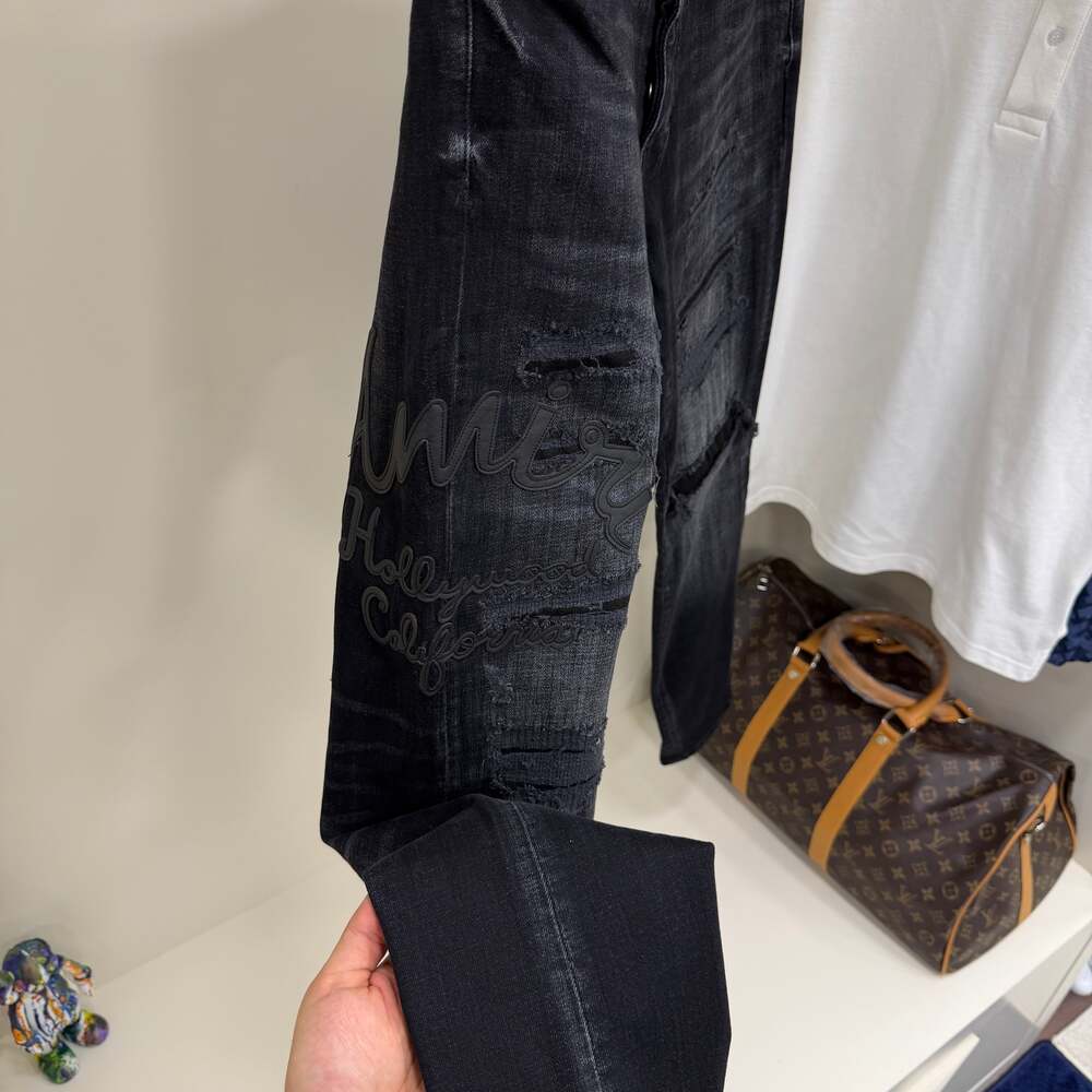Amırı  Nakış Siyah Kot Pantolon