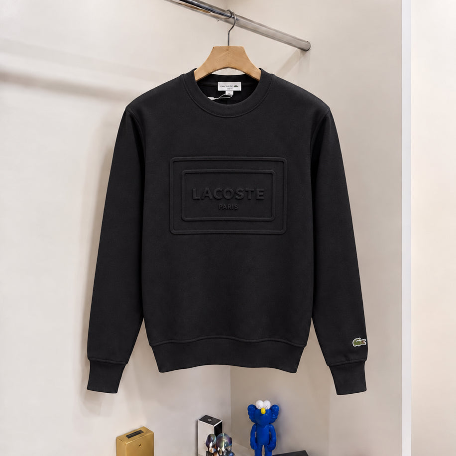 Kabartma Baskı Kol Detay Sweatshirt Siyah