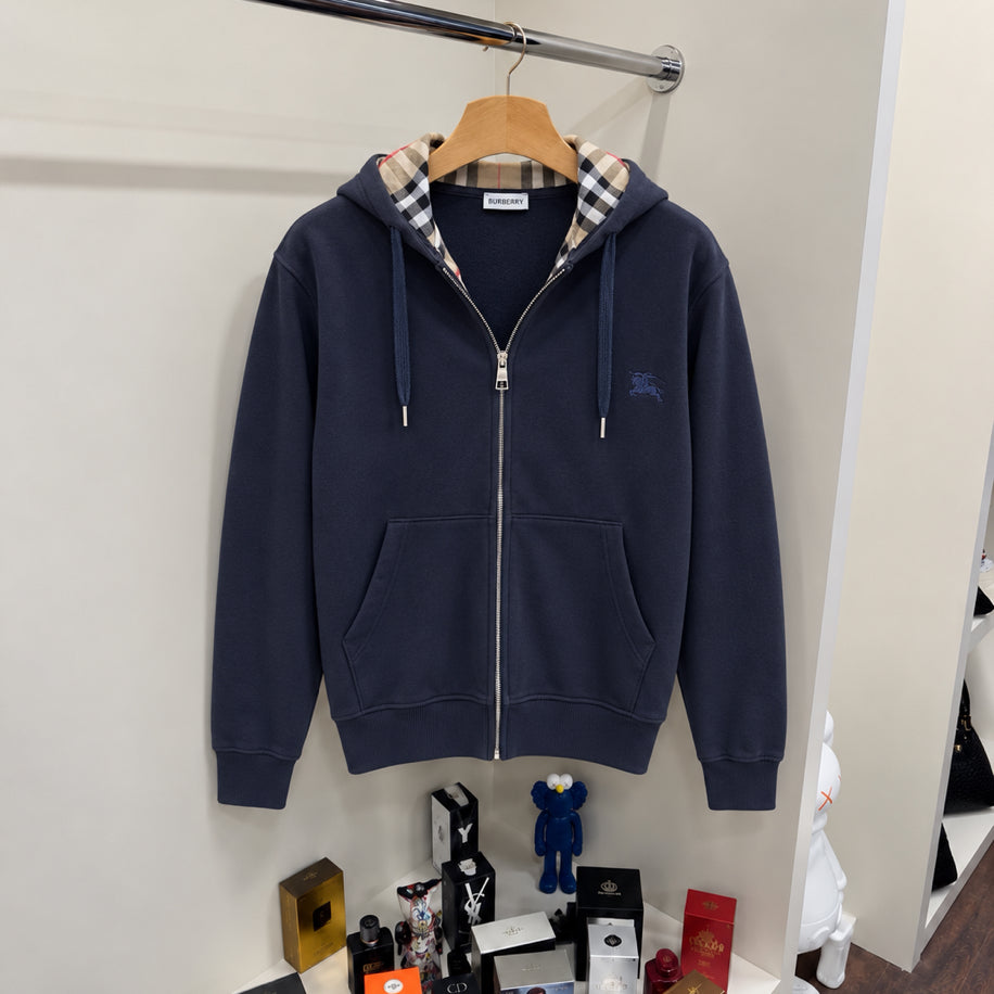 Burberry Kapitone Detay Kapüşonlu İthal Hırka Lacivert