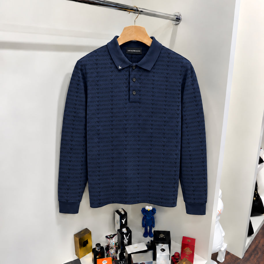 Emporio Armani Yakalı Sweatshirt Lacivert
