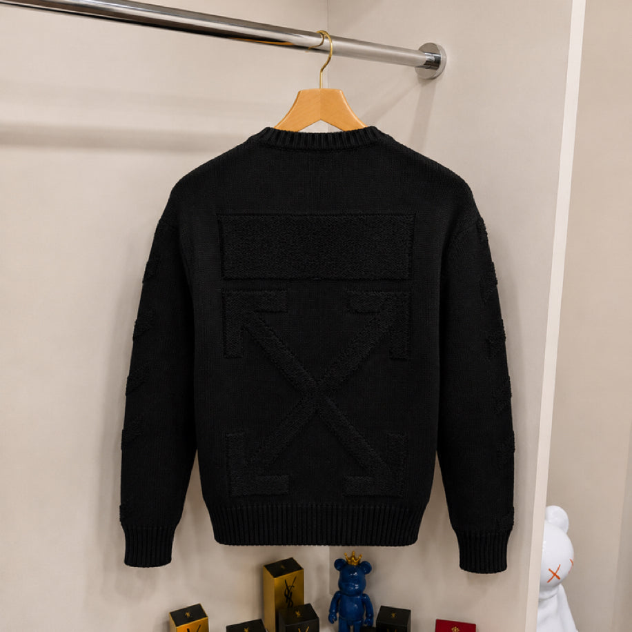 Off White Örme Kazak Siyah