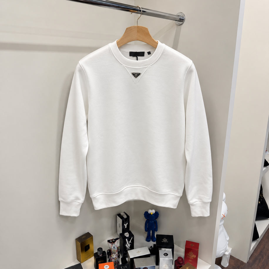 Prada Yaka Detay Sweatshirt Beyaz