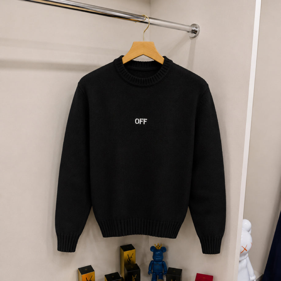 Off White Örme Kazak Siyah