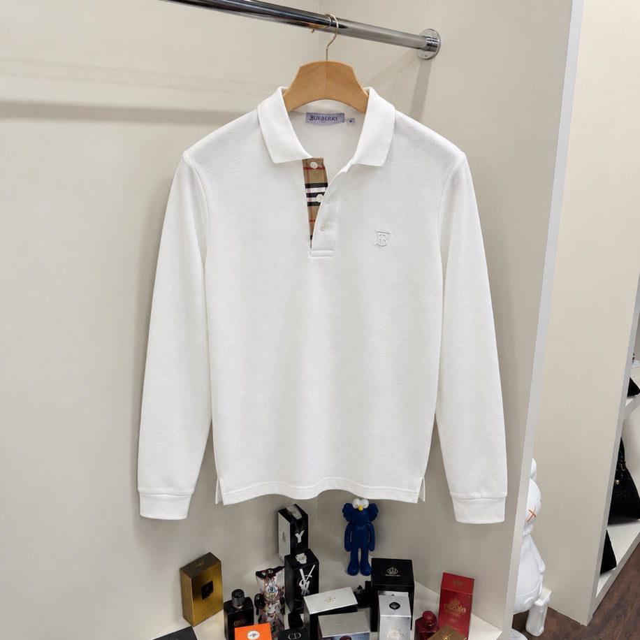 Burberry Logo Yakalı Sweatshirt Beyaz