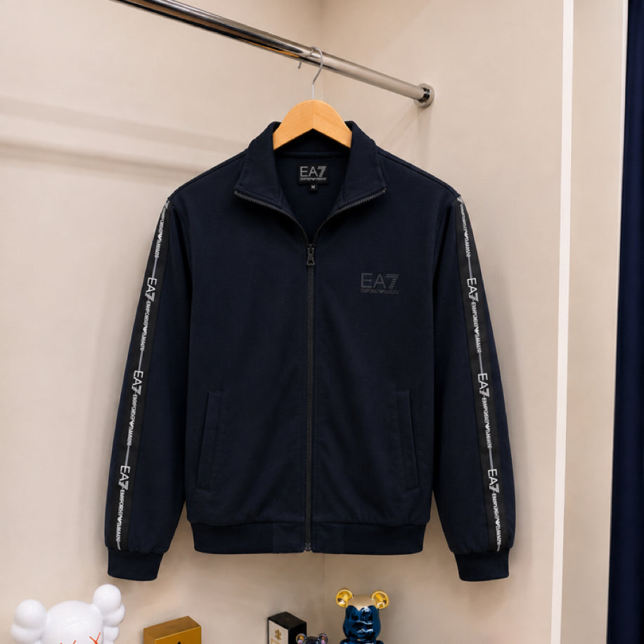 Emporio Armani Kol Detay Premium Fermuarlı Hırka Lacivert