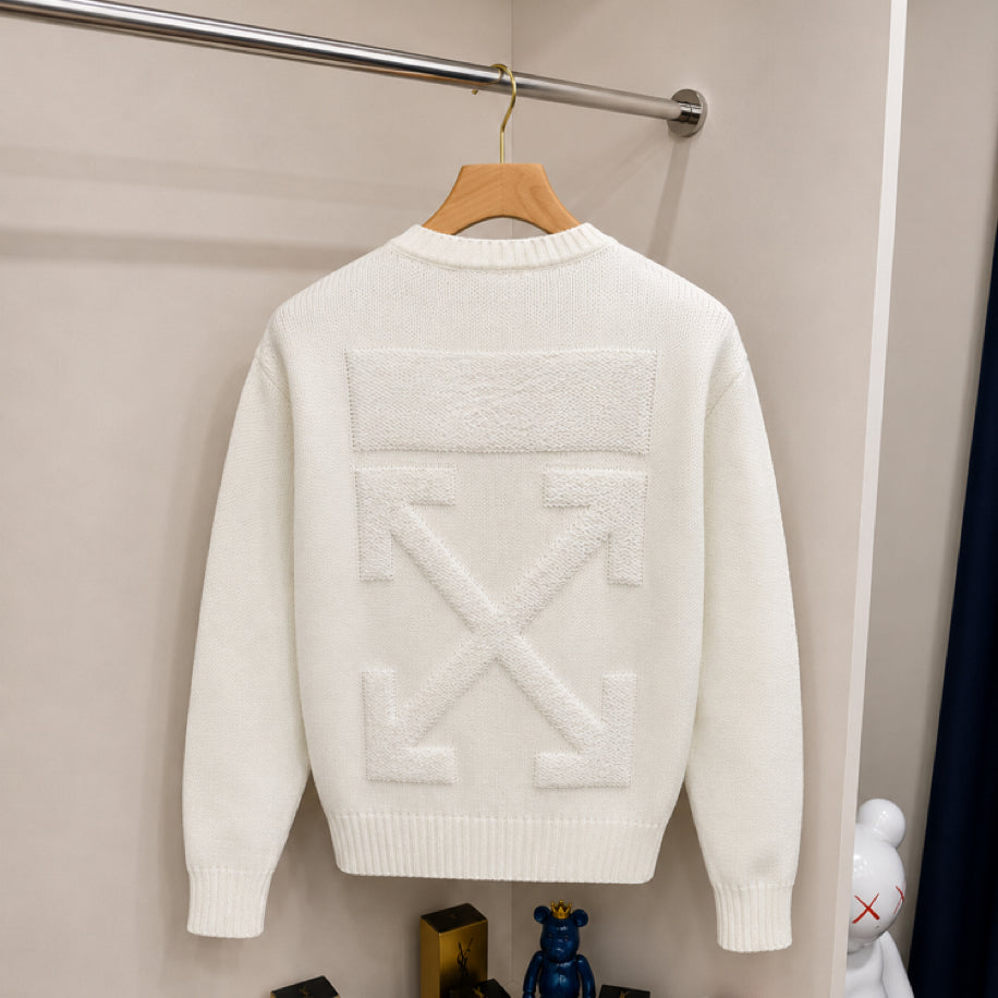 Off White Örme Kazak Beyaz