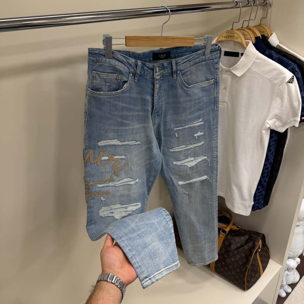 Amırı Nakış Mavi  Kot Pantolon