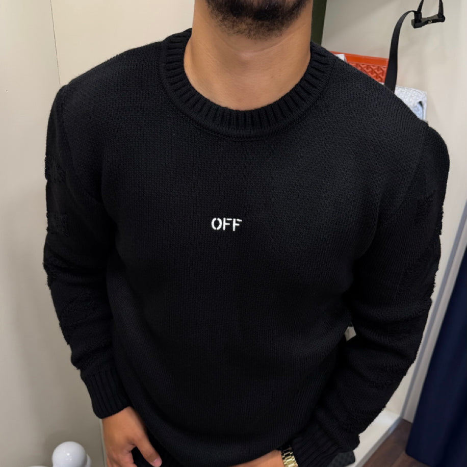 Off White Örme Kazak Siyah