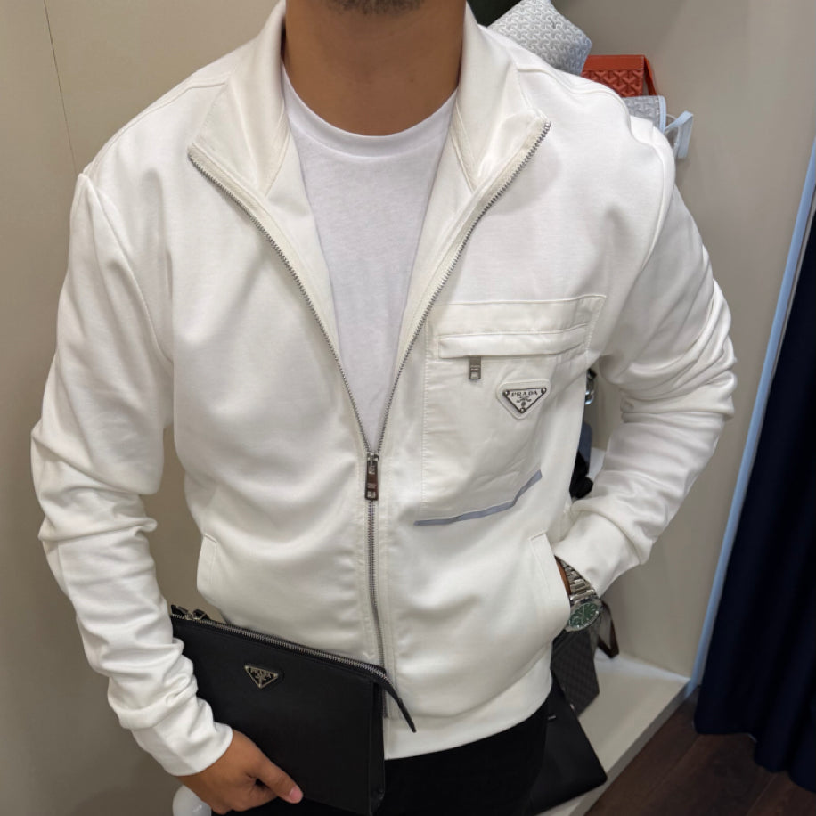 Prada Fermuarlı Hırka Beyaz