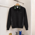 Paraşüt Detay Yarım Fermuarlı Logo Sweatshirt Siyah